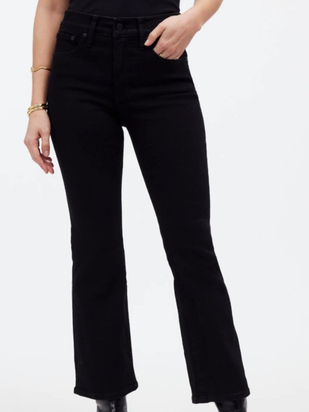 Madewell Mid-Rise Kick Out Jeans - crop - Black - size 30